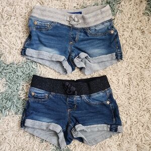 Bundle Of Arizona Jean Shorts Girls Denim Shorts Duo with Knit Waistbands - Blue